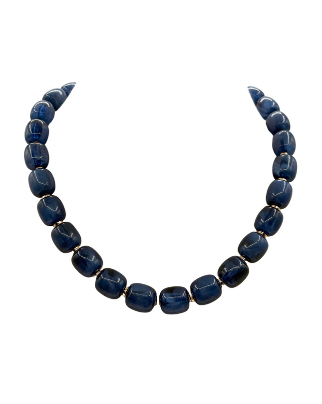 Chunky Resin Beaded Metal Gold Spacers Magnetic Closure Necklace