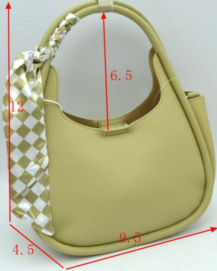 Checkered Scarf Wrapped Tote Bag