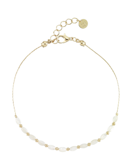 Oval Mother of Pearl Beaded Anklet