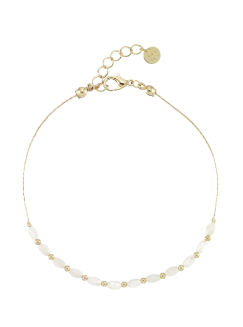Oval Mother of Pearl Beaded Anklet