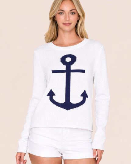 Anchor Nautical Beach Cotton Sweater