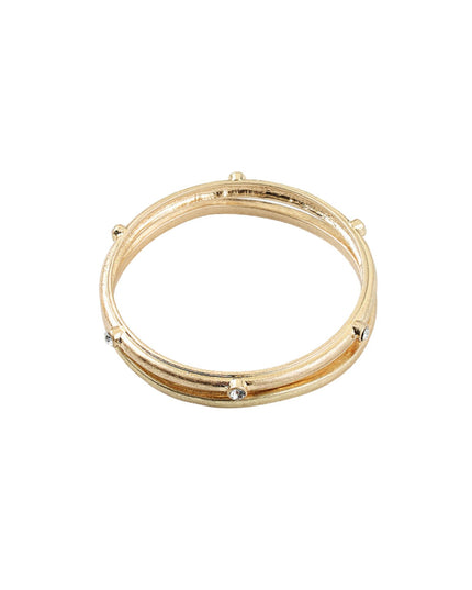 Spaced Crystal Plain Bangle 2 Bracelet Set