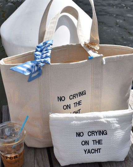 No Crying On The Yacht Embroidered Boat Cosmetic Pouch
