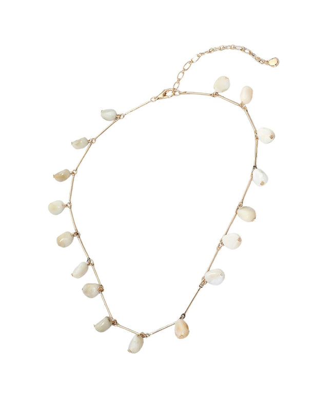 Marbled Resin Beads Drop Gold Metal Station Necklace