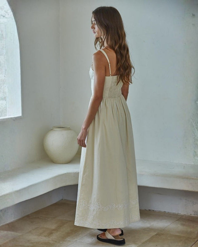 Tuscany Embroidered Spaghetti Strap Maxi
