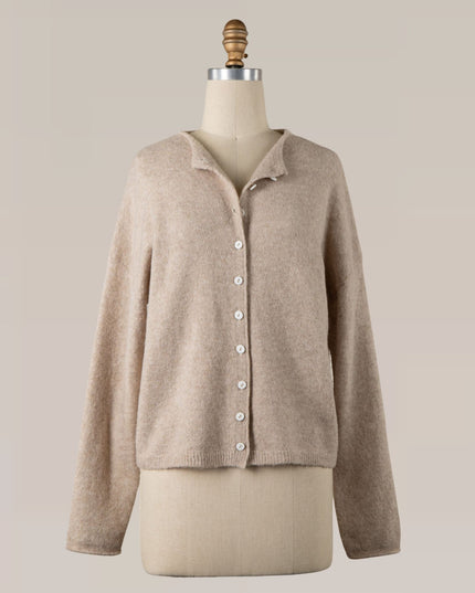 Soft Ribbed Bottom Button Down Cardigan Sweater
