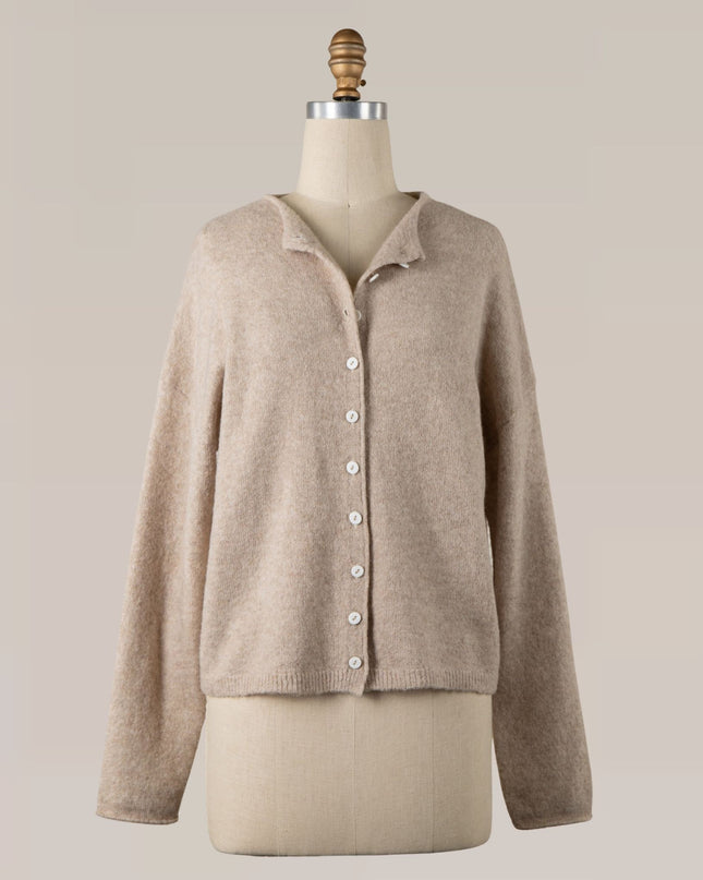 Soft Ribbed Bottom Button Down Cardigan Sweater
