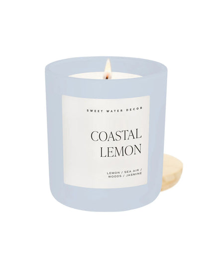Coastal Lemon 15oz Matte Blue Jar Candle