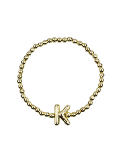 Bubble Initial Ball Gold Stretch Bracelet