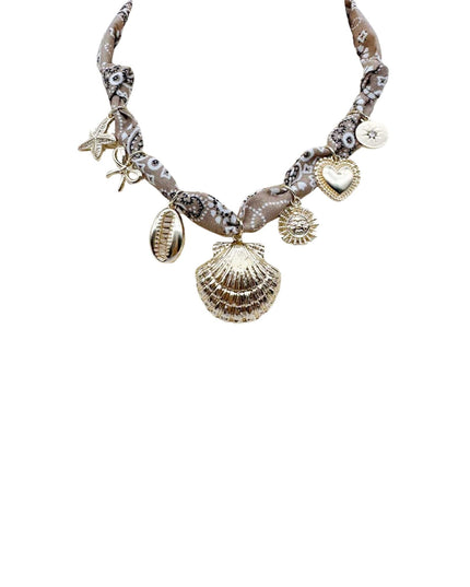 Brown Scarf Shell Sea Life Charm Necklace