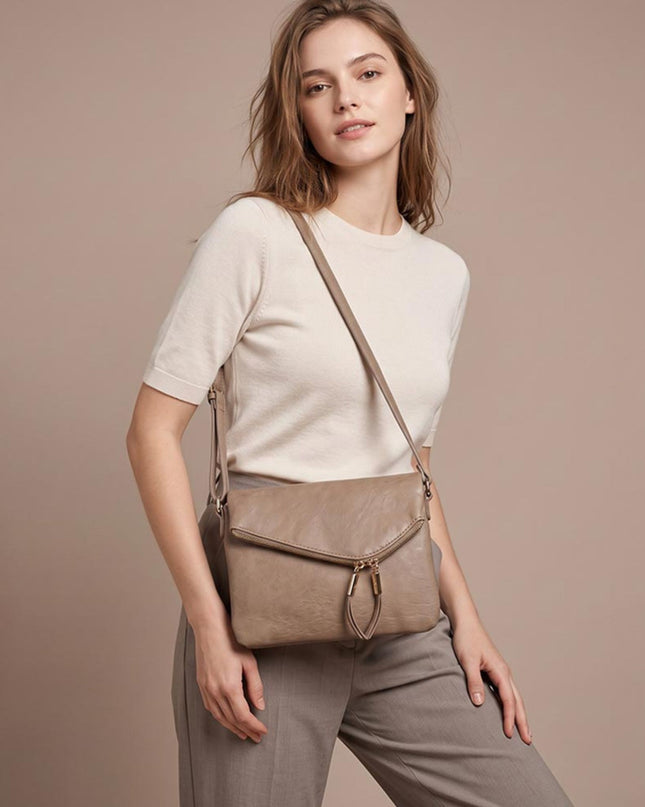 Faux Leather Envelope Crossbody Bag