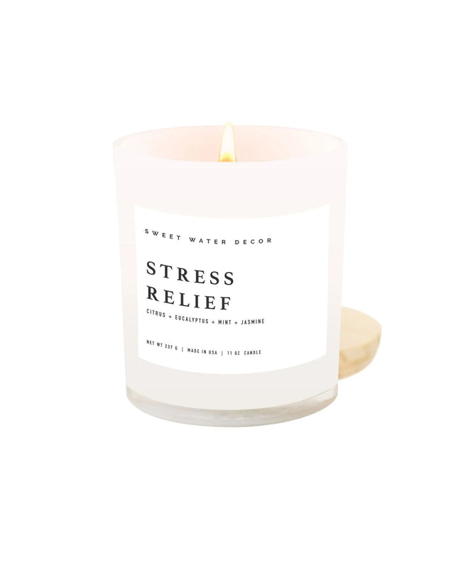 Stress Relief 11oz White Jar Soy Candle