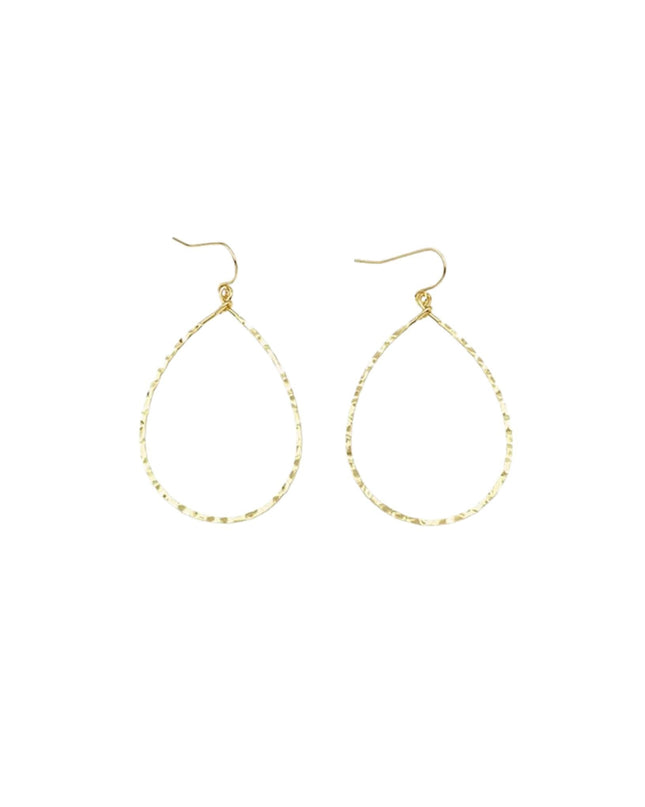 Teardrop Hammered Metal Open Earrings