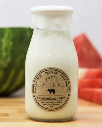 Watermelon Patch Milk Bottle Candle