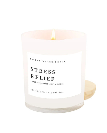Stress Relief 11oz White Jar Soy Candle