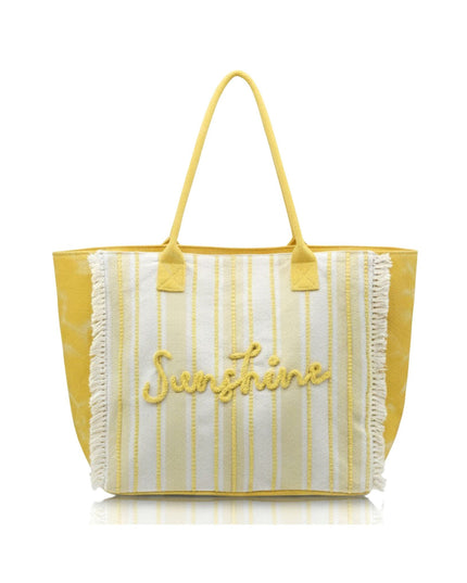 Sunshine Stripe Fringe Tote Bag