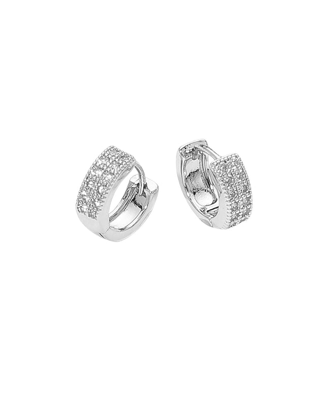 CZ Stone Paved Mini Huggie Hoop Earrings