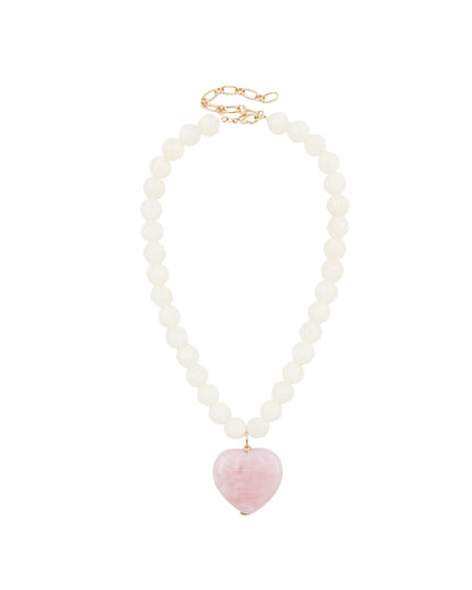 Natural Stone Heart Resin Beaded Gold Clasp Necklace