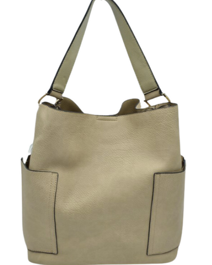 Zipper On Shoulder Strap & Side Pocket Hobo Tote Bag