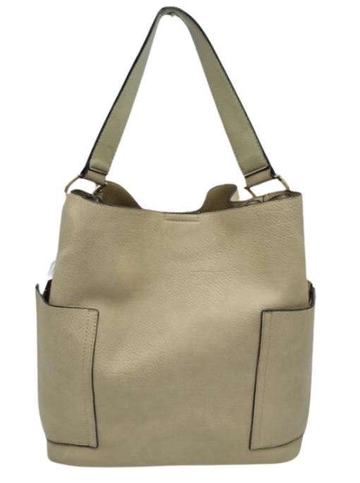 Zipper On Shoulder Strap & Side Pocket Hobo Tote Bag