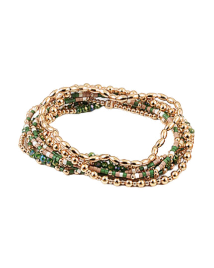 Mixed Gold Metal Colorful Beads Bracelet Set