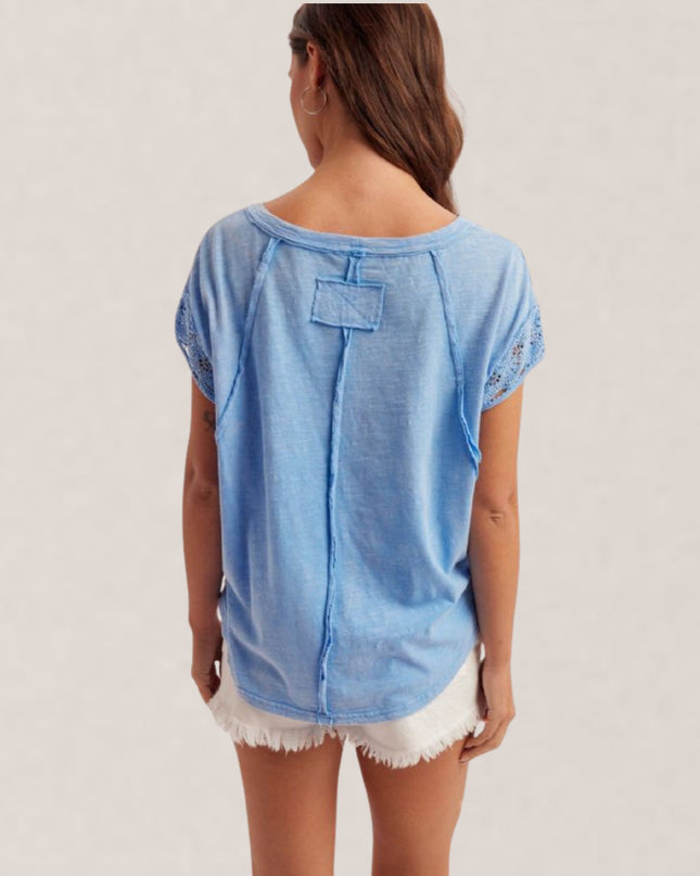 Crochet Lace Short Sleeve Top