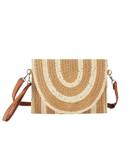Sequins Two Tone Straw Envelope Crossbody Wristlet Clutch Bag
