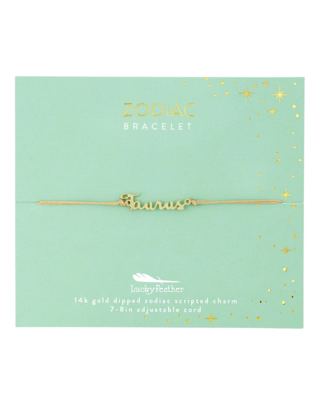 Zodiac Gold Scripted Adjustable Cord Bracelet