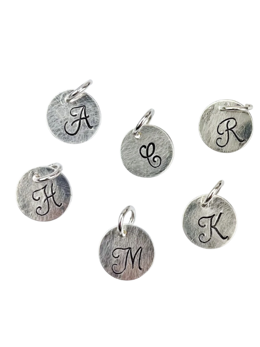 Sterling Silver Script Initial Disc