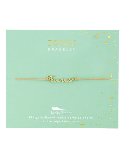Zodiac Gold Scripted Adjustable Cord Bracelet