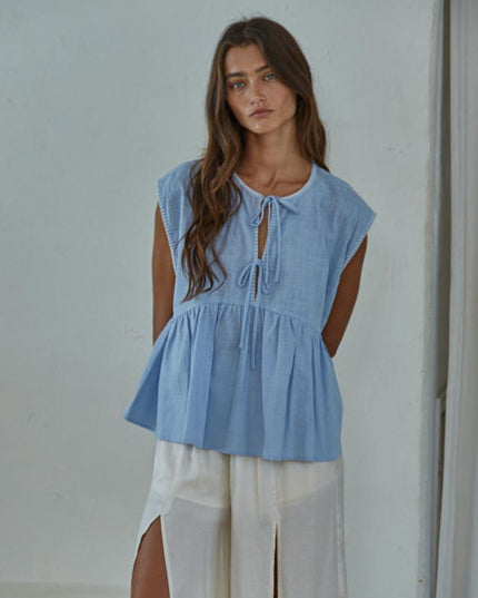 Calla Double Tie Sleeveless Babydoll Top