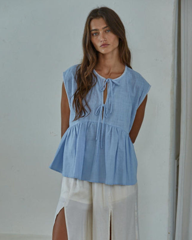 Calla Double Tie Sleeveless Babydoll Top