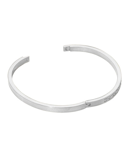 Double Row Rhinestone Paved Hinged Bangle Bracelet