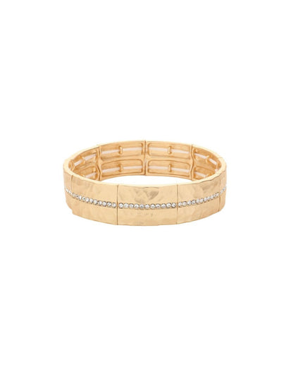 CZ Lined Metal Stretch Bracelet
