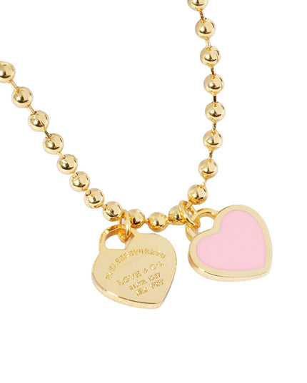 Double Heart Pendant Bubble Chain Necklace