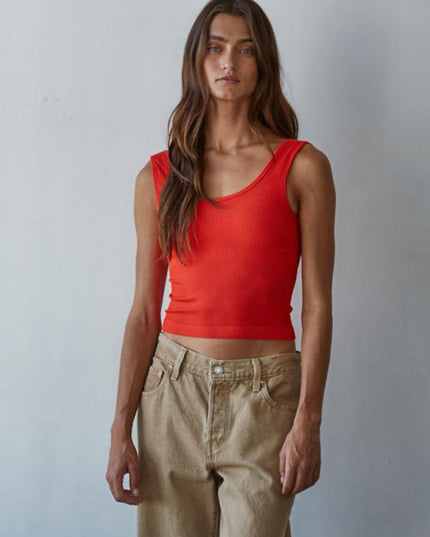 Padded Ribbed Fitted Tank Top
