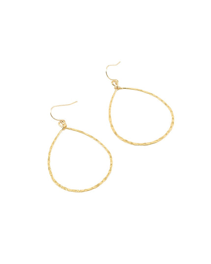 Teardrop Hammered Metal Open Earrings