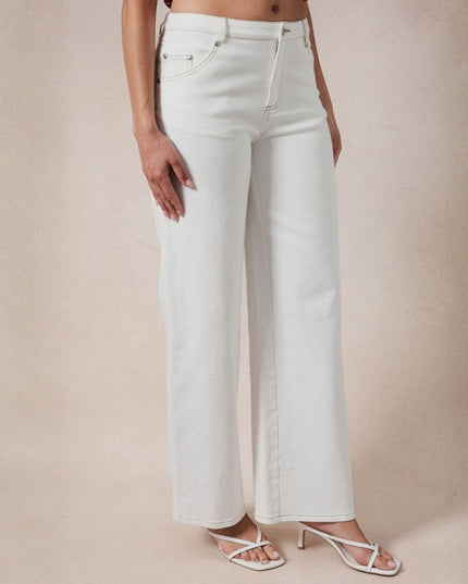 Embroidered Star Pocket Contrast Stitch Denim Jeans