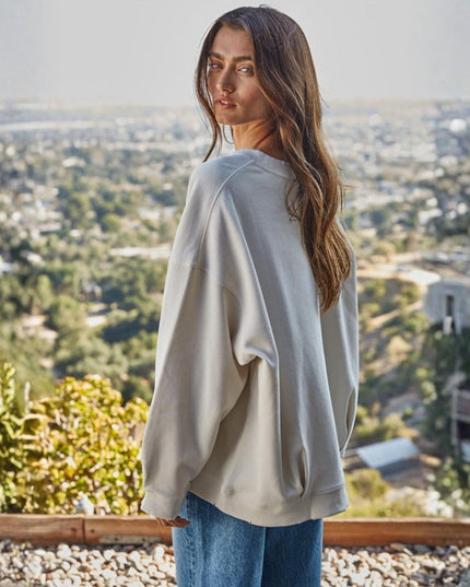 Around Town Crew Pullover Distressed Sweatshirt