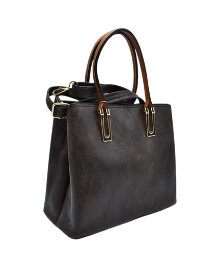 Chestnut Strap Shoulder Bag With Rustic Finish
