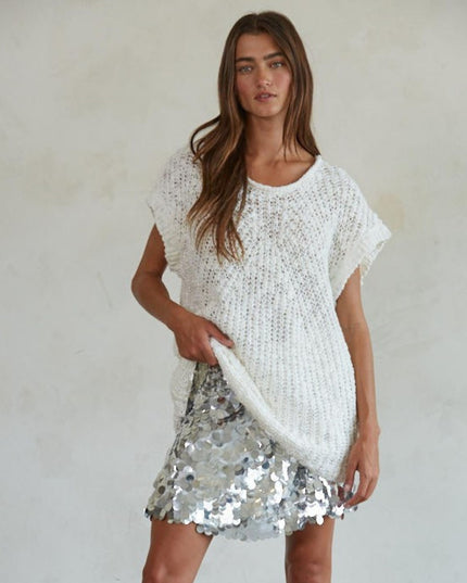 Anika Round Neck Short Sleeve Sweater Top