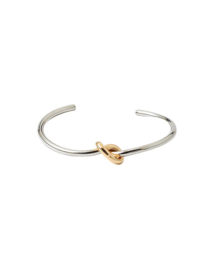 Knotted Two Tone Metal Cuff Bracelet