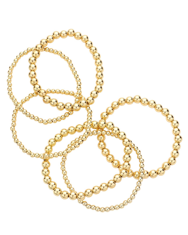 Metal Ball Stretch Bracelets 6 Set
