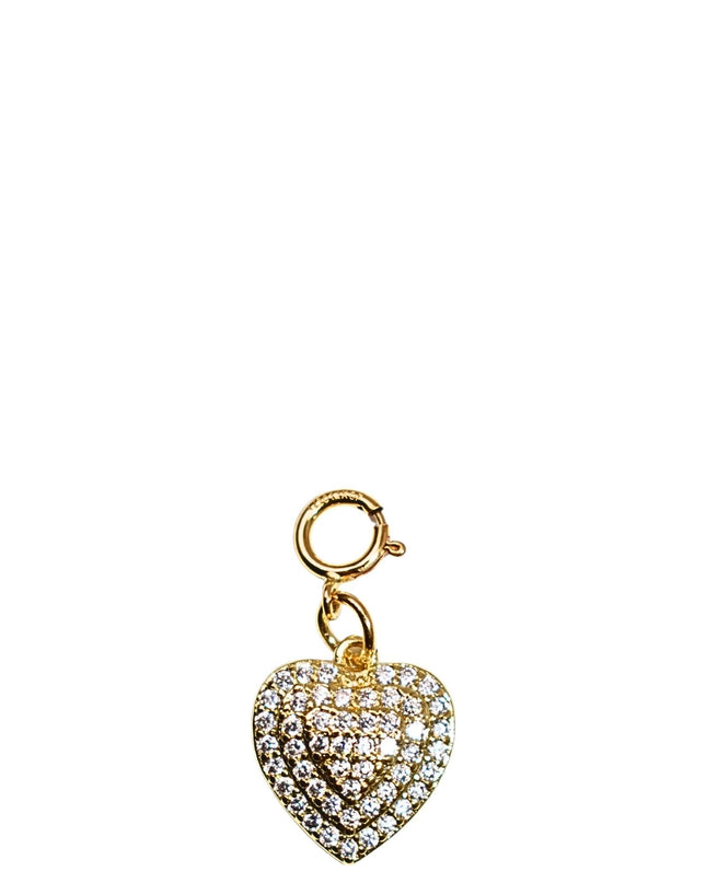 Small Rhinestone Heart Gold Charm