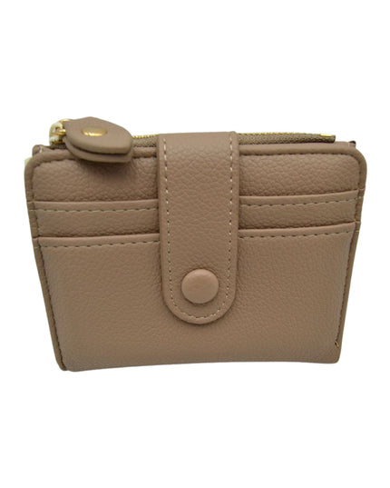 Zipper Button Card Holder Wallet