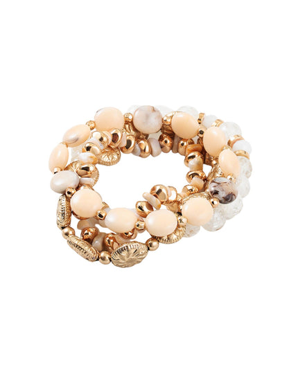 Oval Round Beaded Metal Disc Ball Bead 3 Bracelet Set
