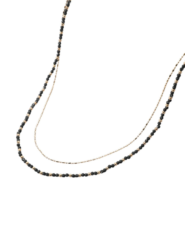 Ball Beaded Metal Chain Layered Gold Necklace