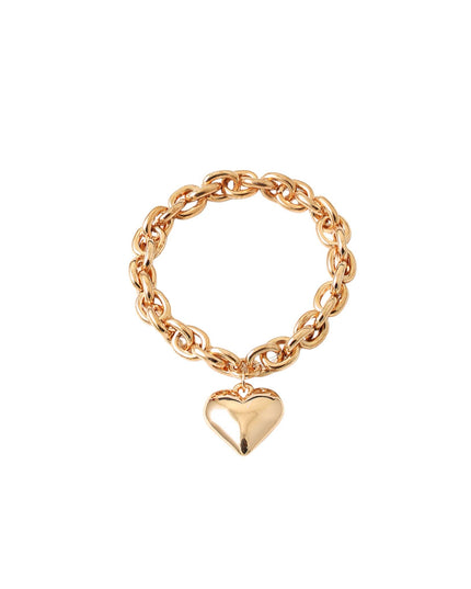 Chain Link Heart Charm Stretchable Bracelet