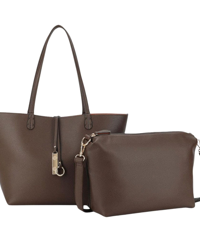 Faux Leather Reversible Tote Crossbody Handbag Set