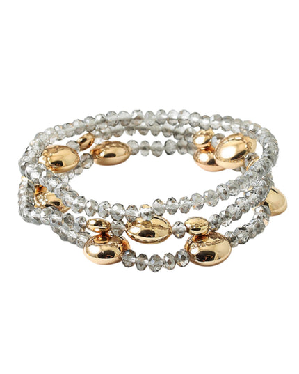 Triple Oval Gold Natural Stone Bead 3 Bracelet Set